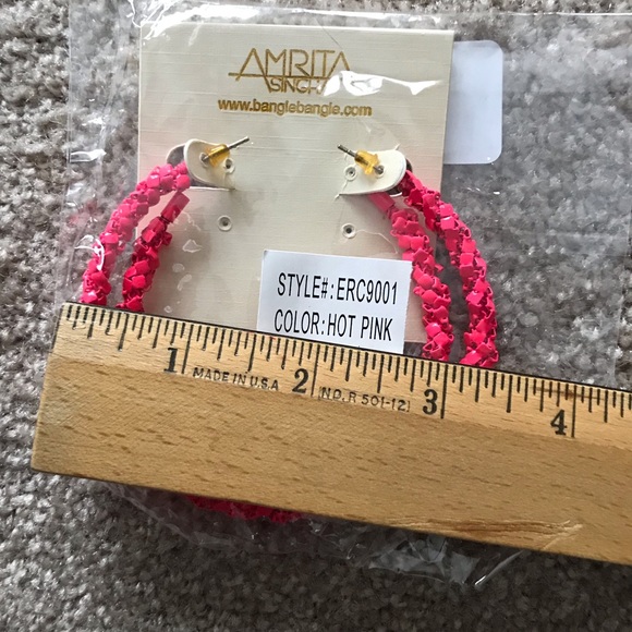 ๐ Hot Pink 3 inch Wrapped Hoop Earrings ๐ - Picture 4 of 4